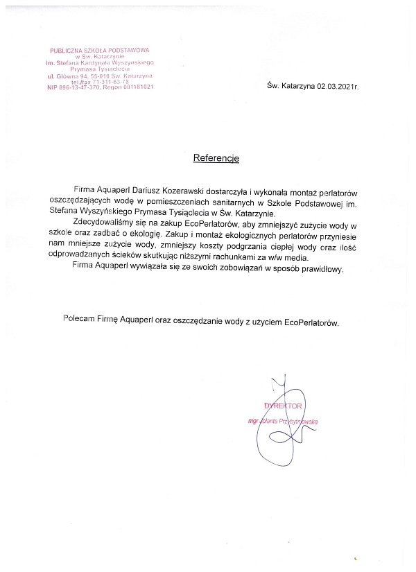 perlatory rekomendacja szkoła Św. Katarzyna aquaperl.pl