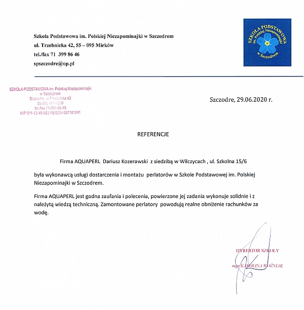 perlatory rekomendacja SP Szczodre aquaperl.pl
