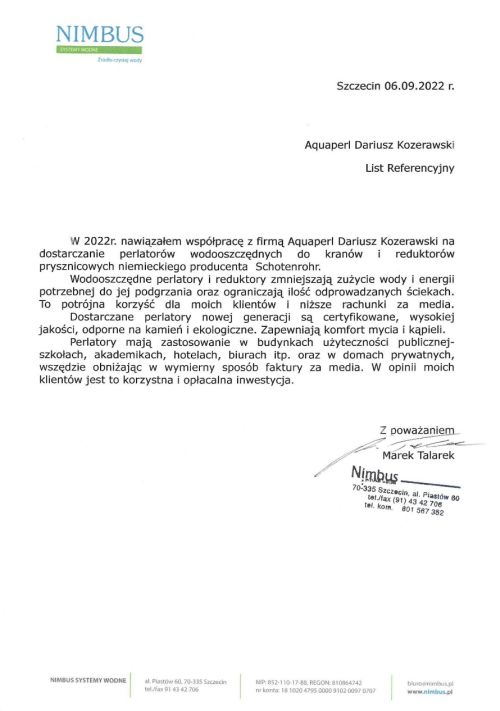 perlatory rekomendacja Nimbus systemy wodne aquaperl.pl