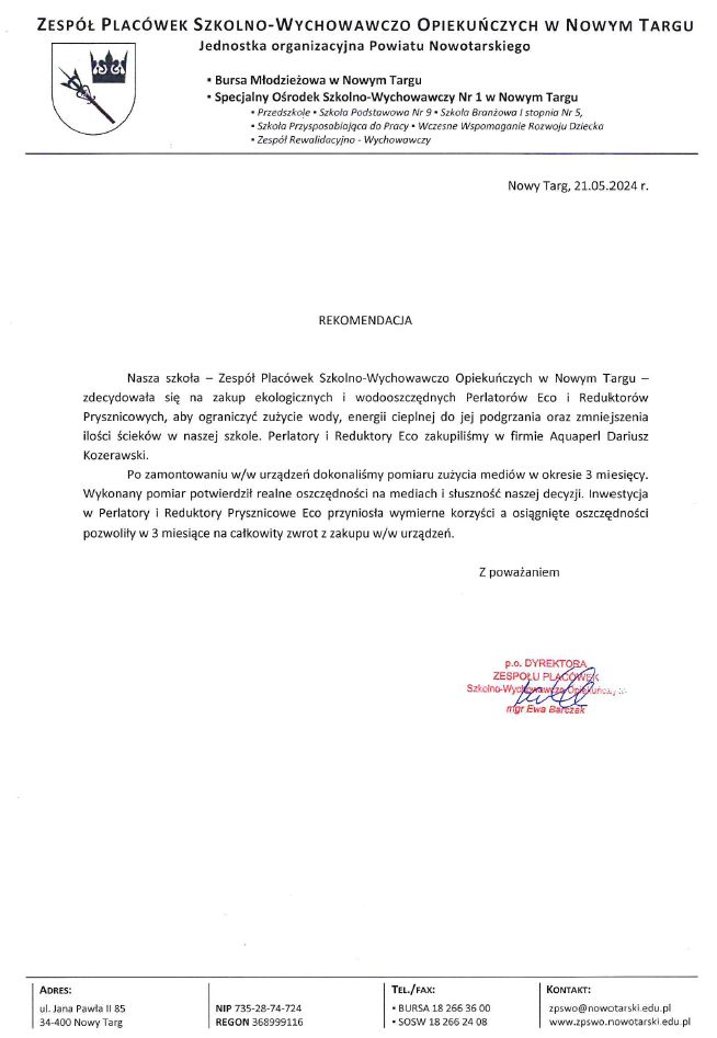 perlatory rekomendacja Nowy Targ aquaperl.pl